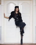 Genuine leather jacket for women, silver accessories