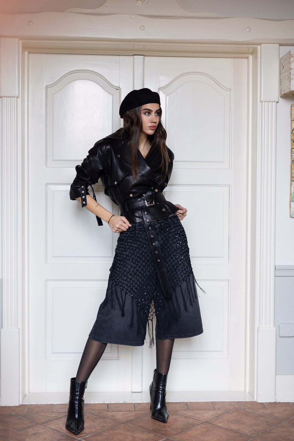 Premium leather jacket Adele model in black 