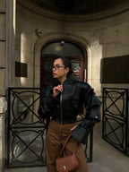 Genuine leather bomber for women