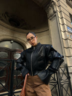 Oversized bomber jacket with silver details 