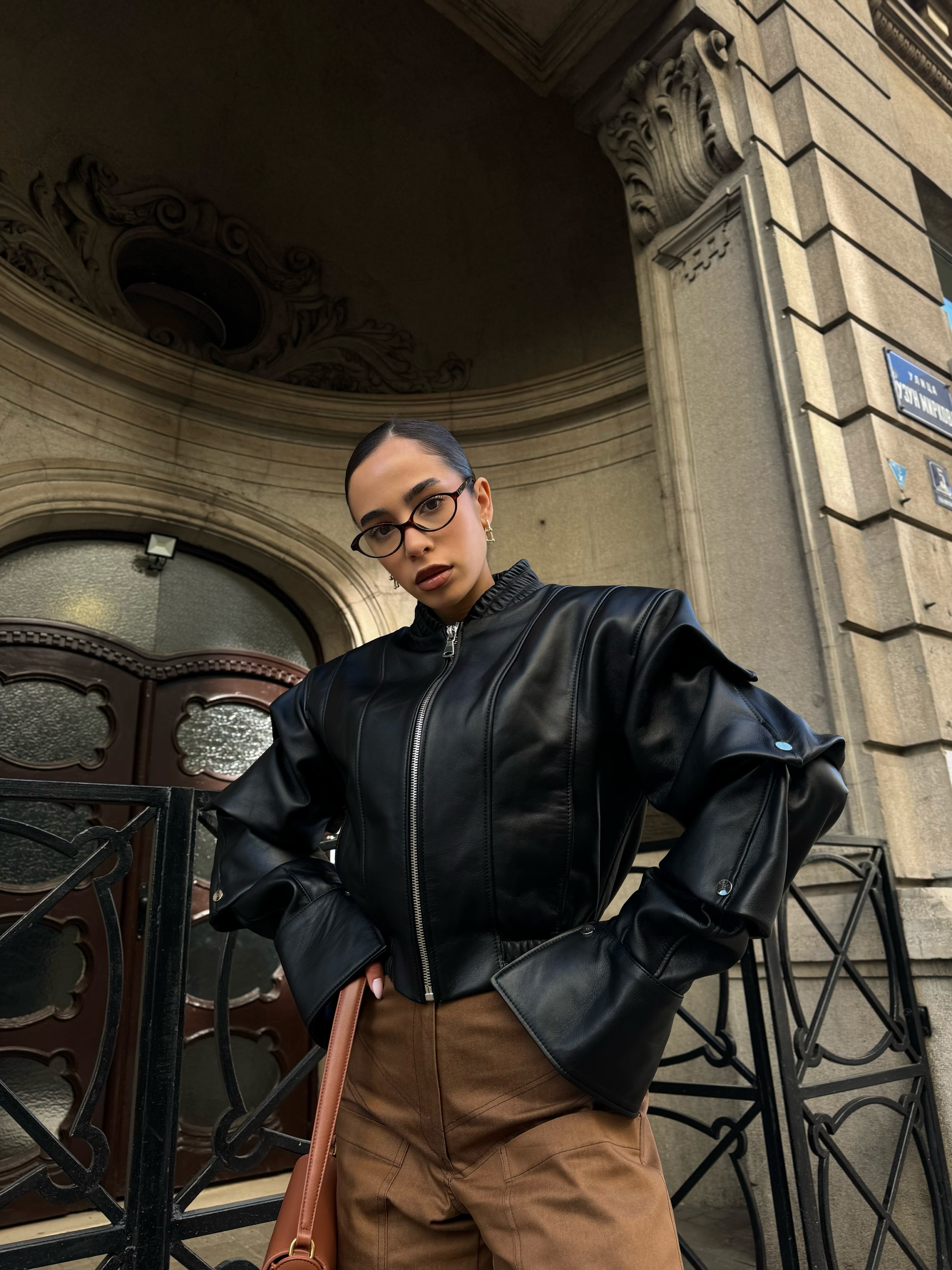 Oversized bomber jacket with silver details 