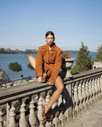 Warm tone suede leather jacket premium quality