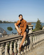 Premium brown suede leather jacket for women