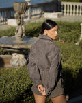 Gray suede women's bomber jacket by ELSEYA
