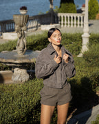 Suede jacket with shoulder pads by ELSEYA 