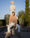 Nude suede women's bomber jacket by ELSEYA