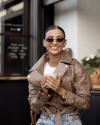 Taupe women's leather jacket by ELSEYA 