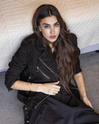 Brown genuine leather jacket with soft finish for women