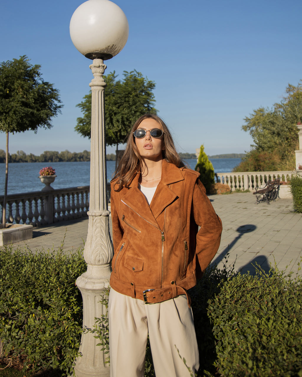 Women's premium suede leather jacket oversized fit