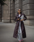 Burgundy women's leather trench coat by ELSEYA